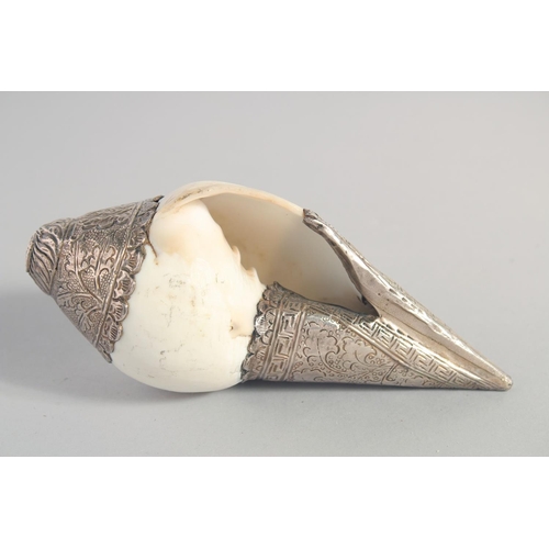 34 - TWO METAL MOUNTED SHELLS, on formed as a swan, together with a metal stand, (3).