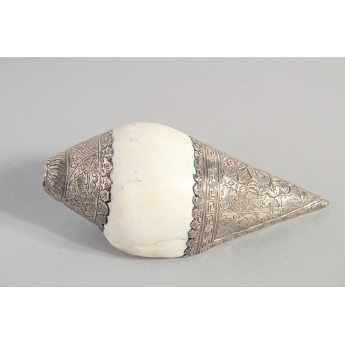 34 - TWO METAL MOUNTED SHELLS, on formed as a swan, together with a metal stand, (3).