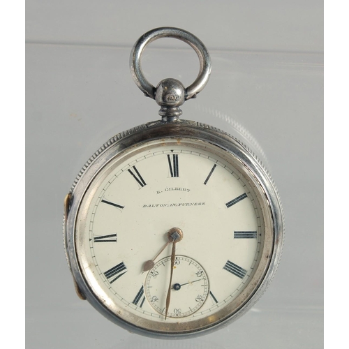 A GENTLEMAN'S SILVER POCKET WATCH, P. GILBERT. DALTONINFURNESS.