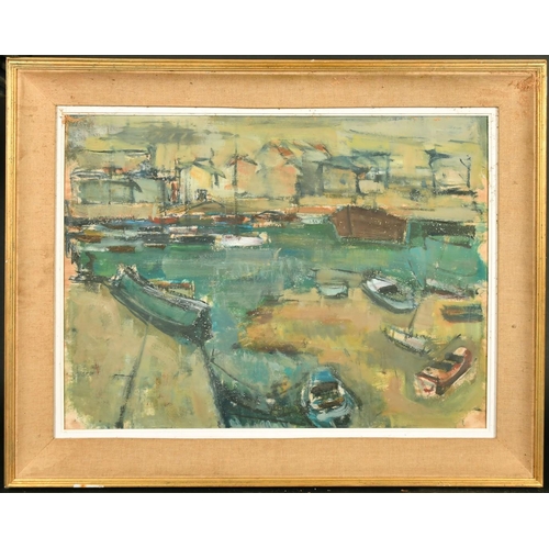 1 - Early 20th Century French School, boats moored in a quay, oil on board, 21