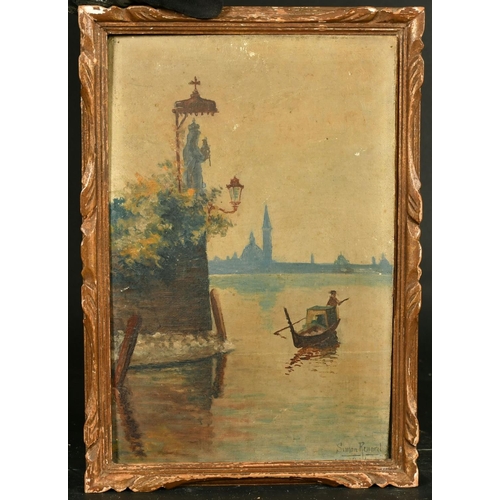 10 - Simon Renard, French, circa 1914, a pair of oil on board Venetian scenes, signed and inscribed, each... 