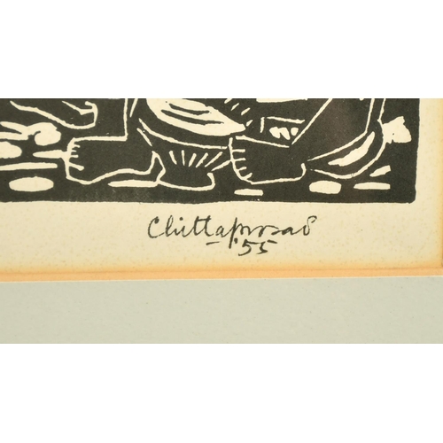 105 - Chittaprosad Bhattacharya (1915-1978) Indian, 'Dance', woodblock print, signed inscribed and dated 5... 