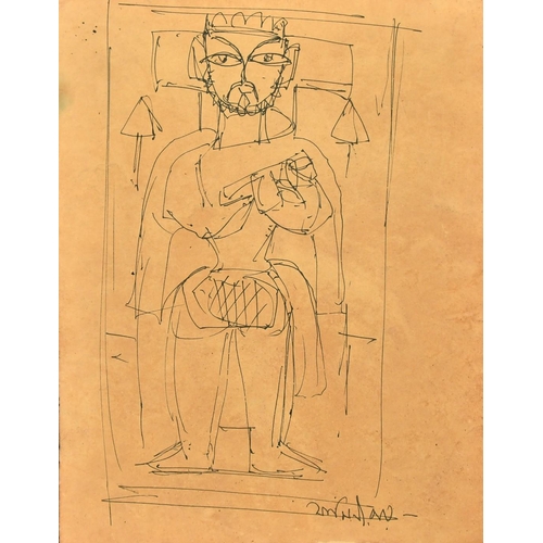 111 - Jamini Roy (1887-1972) Indian, a sketch of a male figure, ink, signed, 8.25