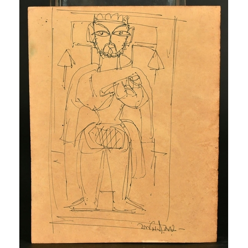 111 - Jamini Roy (1887-1972) Indian, a sketch of a male figure, ink, signed, 8.25