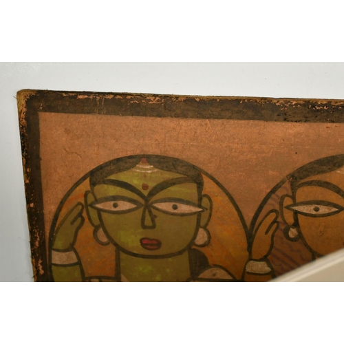 116 - Jamini Roy (1887-1972) Indian, a scene of seven female standing figures, tempera on board, signed, 2... 