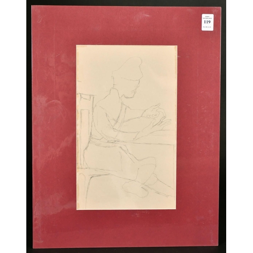 119 - Krishen Khanna (b. 1925) Indian, a sketch of a seated figure, pencil, signed and dated 1975, 12