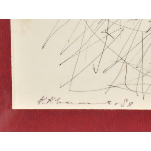 120 - Krishen Khanna (b. 1925) Indian, an untitled abstract sketch, pen, signed and dated 1988, 11.25