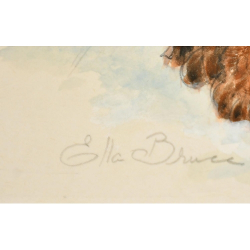 154 - Ella Bruce (20th Century) A puppy with a ball, watercolour, signed in pencil, 7. 5