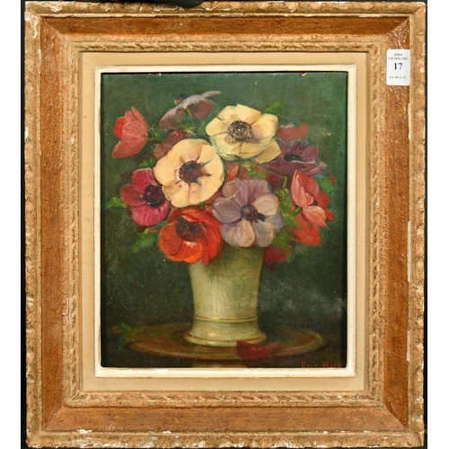 17 - 20th Century French School, a still life of flowers, oil on canvasboard, indistinctly signed, 11