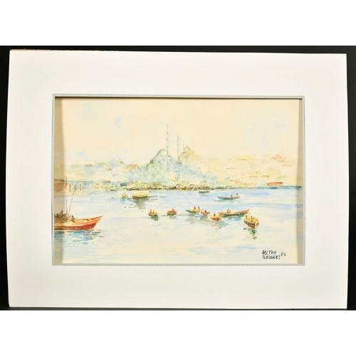 175 - Turkish School (20th Century) View of the Golden Horn, watercolour, signed and dated, 8.75