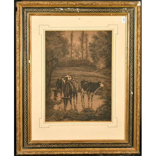 28 - M. Galbois, French, circa 1899, a pair pf charcoal scenes, one of sheep the other of cattle, signed ... 