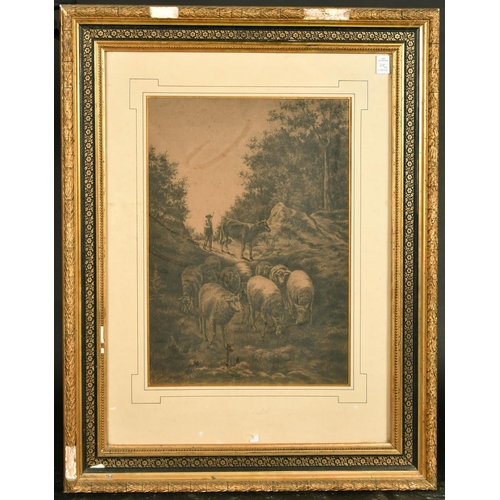 28 - M. Galbois, French, circa 1899, a pair pf charcoal scenes, one of sheep the other of cattle, signed ... 