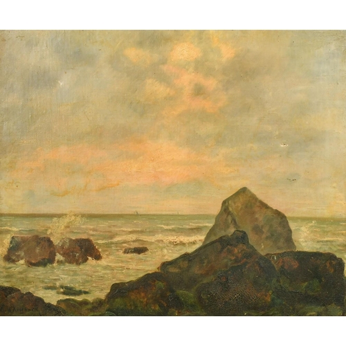 29 - E. D'Argence, 20th century French School, waves breaking over rocks, oil on canvas, signed, 18