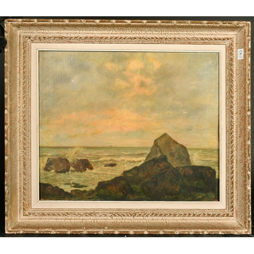 29 - E. D'Argence, 20th century French School, waves breaking over rocks, oil on canvas, signed, 18