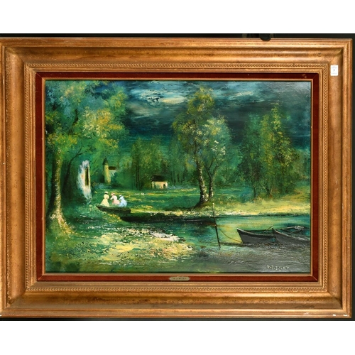 3 - R.J. Bizet, 20th Century French School, 'Paysage Romantique', oil on canvas, signed, 23.5