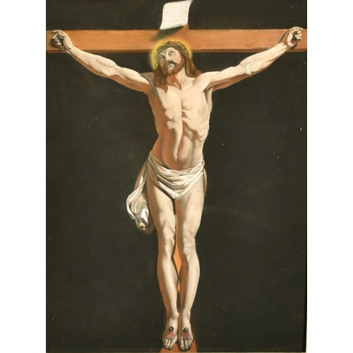 41 - 20th Century Continental School, Christ on the Cross, oil on board, 24