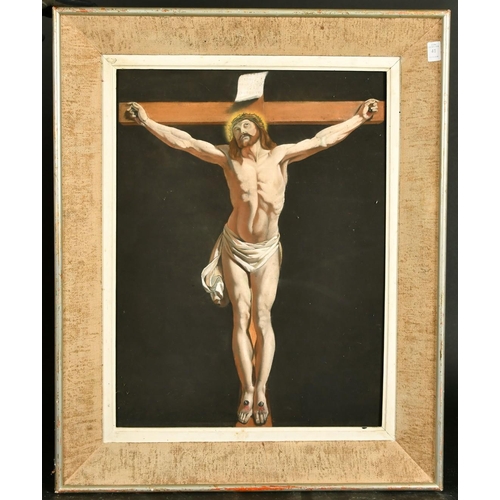 41 - 20th Century Continental School, Christ on the Cross, oil on board, 24