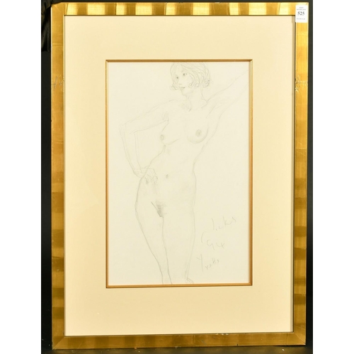 525 - Kanwaldeep Singh Kang, signed Nicks (1964-2007) British, A standing female nude, pencil, signed, ins... 