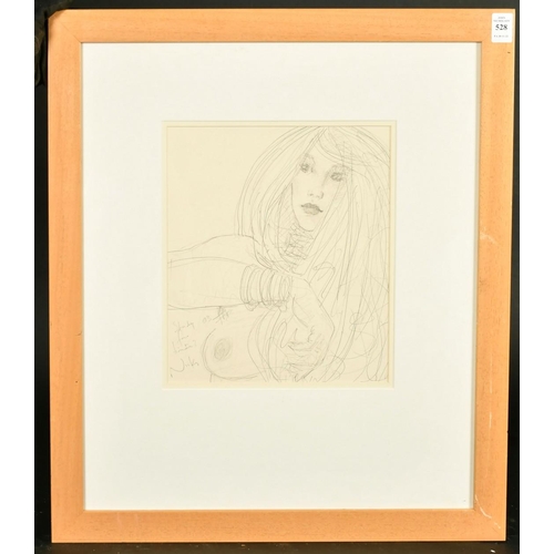 528 - Kanwaldeep Singh Kang, signed Nicks (1964-2007) British, A portrait study of a female, pencil, inscr... 