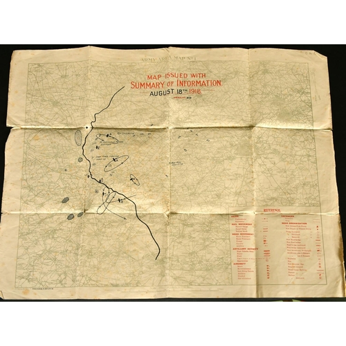 64 - WWI map, 'Army Area Map No. 1, Map Issued with Summary of Information, August 18th 1918,' 20