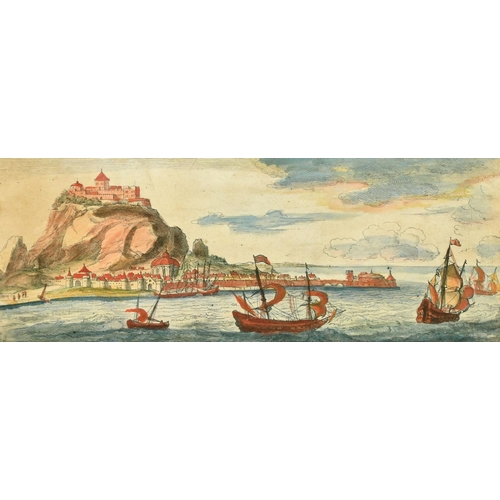 66 - Jan Peeters, 'Gibraltar', a hand-coloured copper engraving, probably late 17th Century, 5