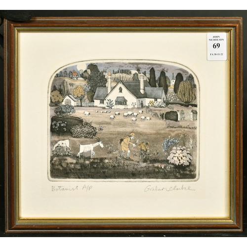 69 - Graham Clarke (b. 1941), 'Botanist', etching in colour, signed and inscribed A/P, 5.25