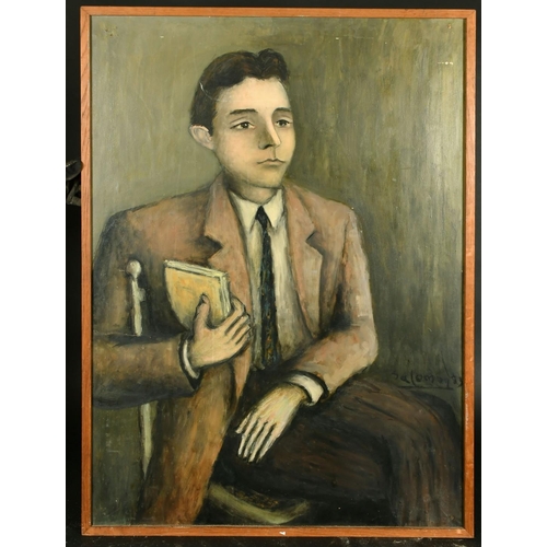 7 - Salomon, French School, circa 1953, a portrait of a young man seated, oil on board, 42