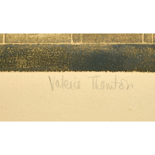 71 - Valerie Thornton, A facade, coloured etching and aquatint, numbered 9/50 and signed in pencil, 15.75... 