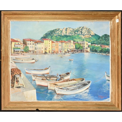 8 - G. Lefevre, 20th Century French School, fishing ports moored in a Southern port, oil on canvas, sign... 