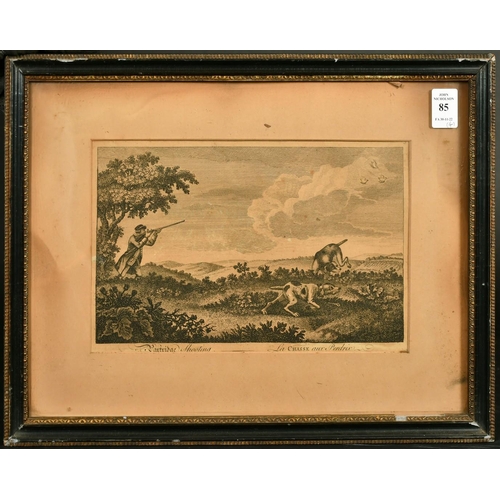 85 - J. June, A set of four 18th Century line engravings of shooting subjects, each 6.5