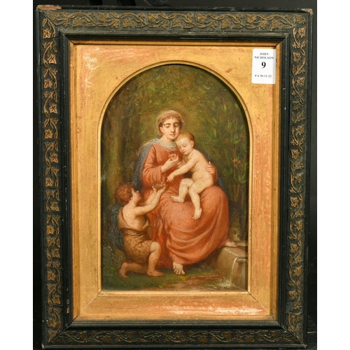 9 - L. Proux, late 19th Century French School, mother and child, oil on mahogany panel, inscribed verso,... 