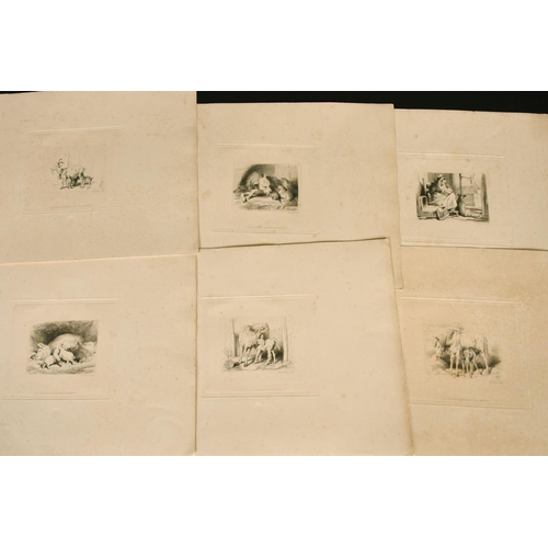 90 - Charles Lewis after Landseer, A folio of etchings of animal subjects, 'The Mothers', set of eight, p... 