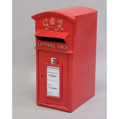 A RED G.R. POSTBOX. 1ft 10ins high.