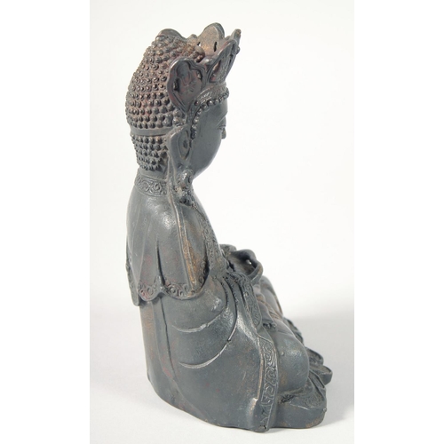 248 - A GOOD BRONZE FIGURE OF SEATED BUDDHA, 20.5cm high