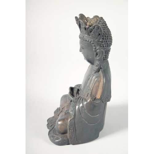 248 - A GOOD BRONZE FIGURE OF SEATED BUDDHA, 20.5cm high