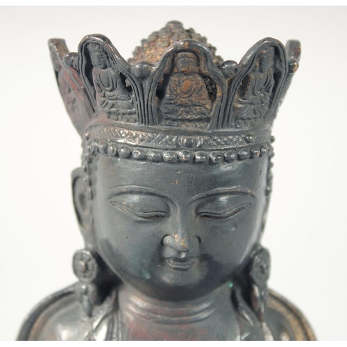 248 - A GOOD BRONZE FIGURE OF SEATED BUDDHA, 20.5cm high