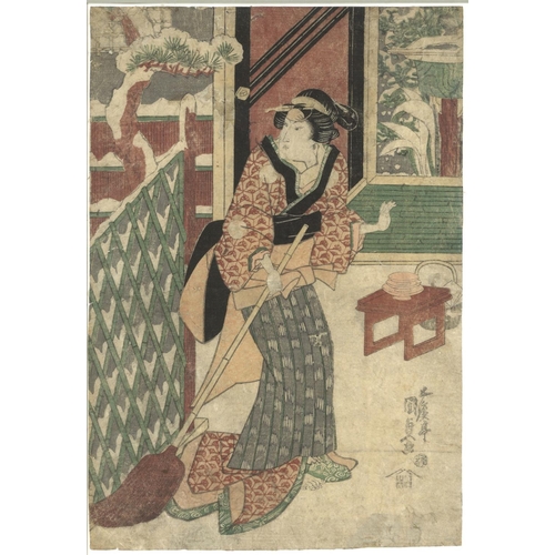 497 - KUNISADA I UTAGAWA (1786-1865); EDO BEAUTIES, circa 1815-1842, three original Japanese woodblock pri... 