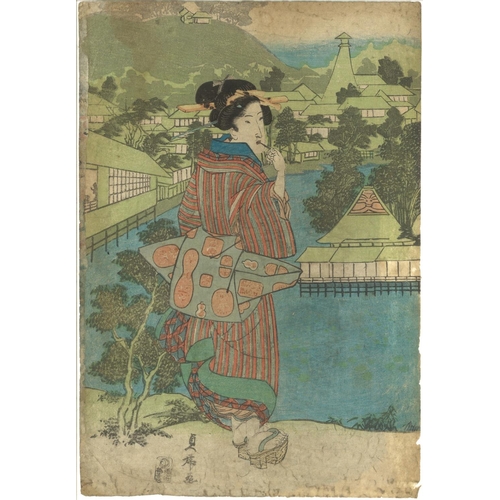 499 - KEISAI EISEN (1790-1848), SADATORA UTAGAWA (act. 1818-1843) & EIZAN KIKUGAWA (1787-1867); EDO BEAUTI... 