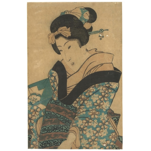 500 - KIKUGAWA EIZAN (1787-1867): FOUR MID 19TH CENTURY JAPANESE WOODBLOCK PRINTS depicting two female fig... 