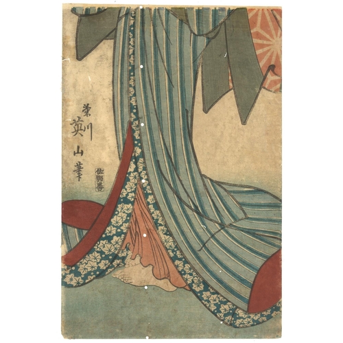 500 - KIKUGAWA EIZAN (1787-1867): FOUR MID 19TH CENTURY JAPANESE WOODBLOCK PRINTS depicting two female fig... 