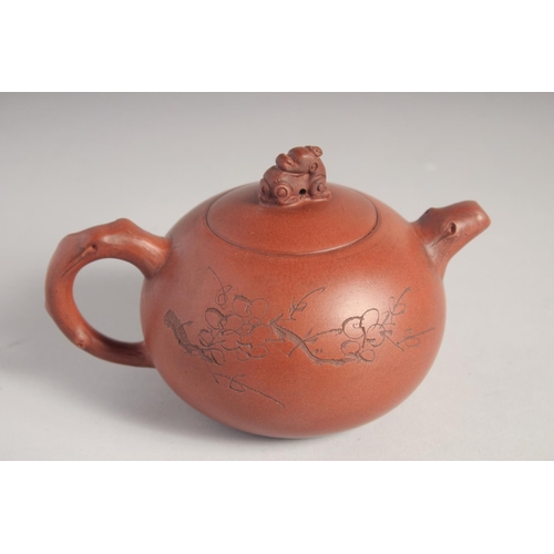 210 - A CHINESE YIXING TEAPOT; signed by Gu Jing Zhou, 16cm spout to handle.