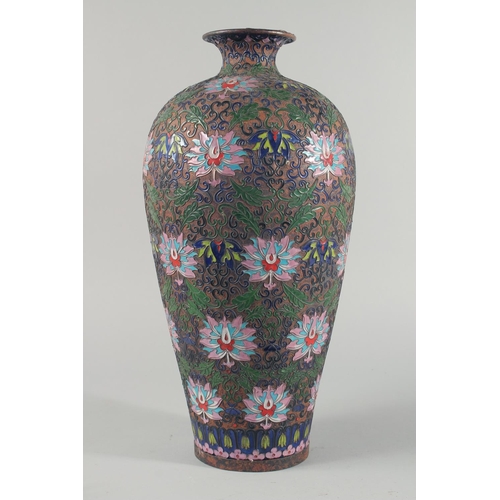 236 - A VERY LARGE CHINESE CLOISONNE VASE, decorated with enamelled wirework floral motifs, (lacking base)... 