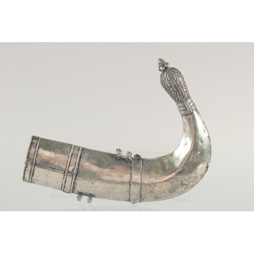 259 - A FINE LARGE 19TH CENTURY RHINO HORN HILTED ARAB YEMENITE SILVER JAMBIYA DAGGER, 34.5cm in sheath.