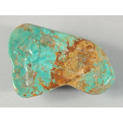 269 - AN EGYPTIAN CARVED TURQUOISE STONE EYE, 5cm wide.