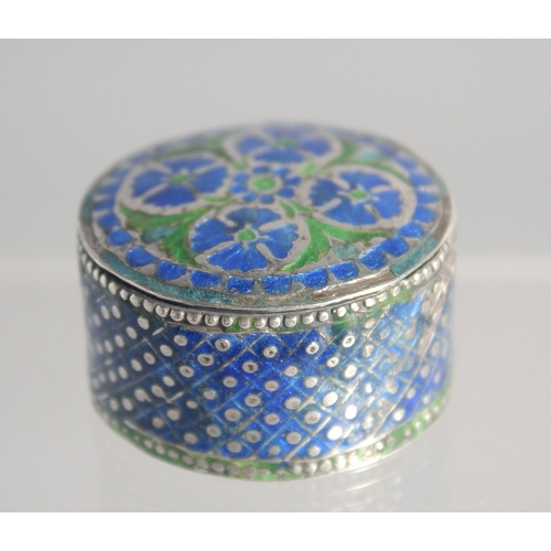 288 - TWO 18TH/19TH CENTURY MUGHAL INDIAN LUCKNOW ENAMELLED SILVER SNUFF BOXES, 6cm wide and 3.5cm, (2).