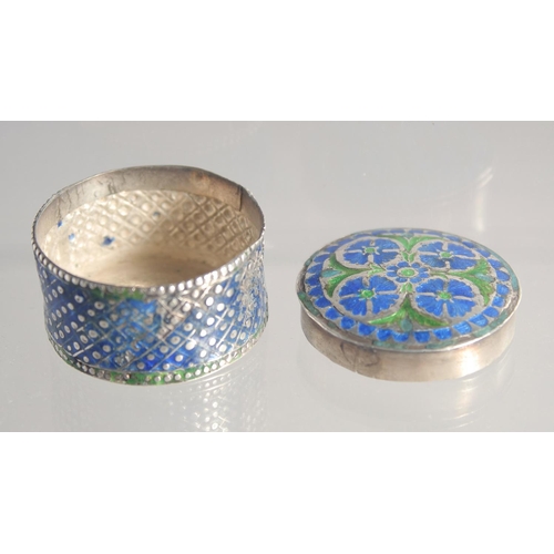 288 - TWO 18TH/19TH CENTURY MUGHAL INDIAN LUCKNOW ENAMELLED SILVER SNUFF BOXES, 6cm wide and 3.5cm, (2).