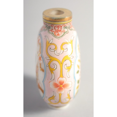 294 - A VERY FINE 20TH CENTURY CHINESE ENAMELLED SNUFF BOTTLE, signed to the base, 5.5cm high.