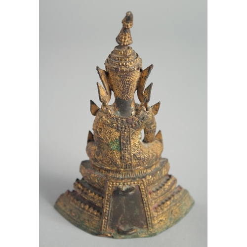 23 - A 19TH CENTURY THAI GILT BRONZE BUDDHA, 15.5cm high.