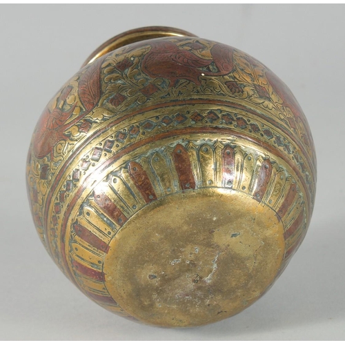 303 - AN 18TH CENTURY SOUTH INDIAN TANJORE GANGA JUMNA LOTA VESSEL, 12.5cm high.