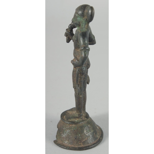 309 - A FINE EARLY, POSSIBLY CHOLA PERIOD, BRONZE FIGURE OF A MALE DEITY, 13cm high.